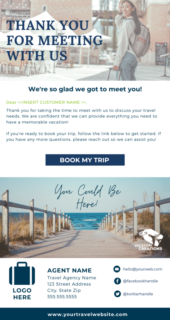 travel agent follow up email sample